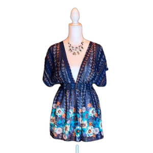 XHILARATION Sheer Floral Print Pull Over Blouse Size M